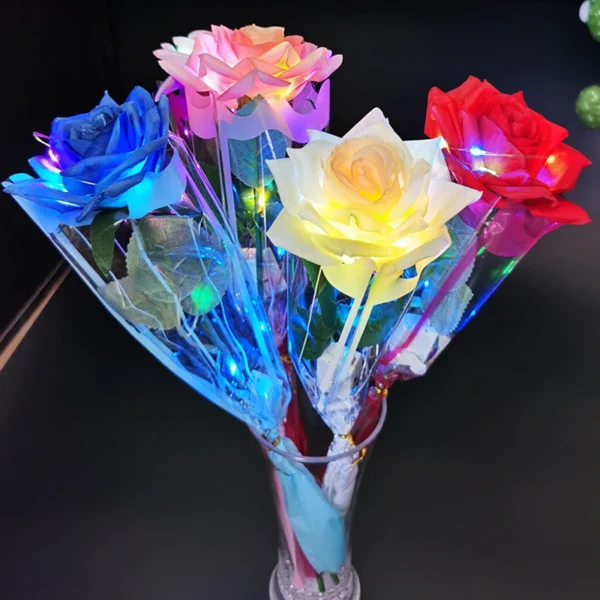 New Arrival Luminous Plastic Rose Lighting Up For Valentine's Day